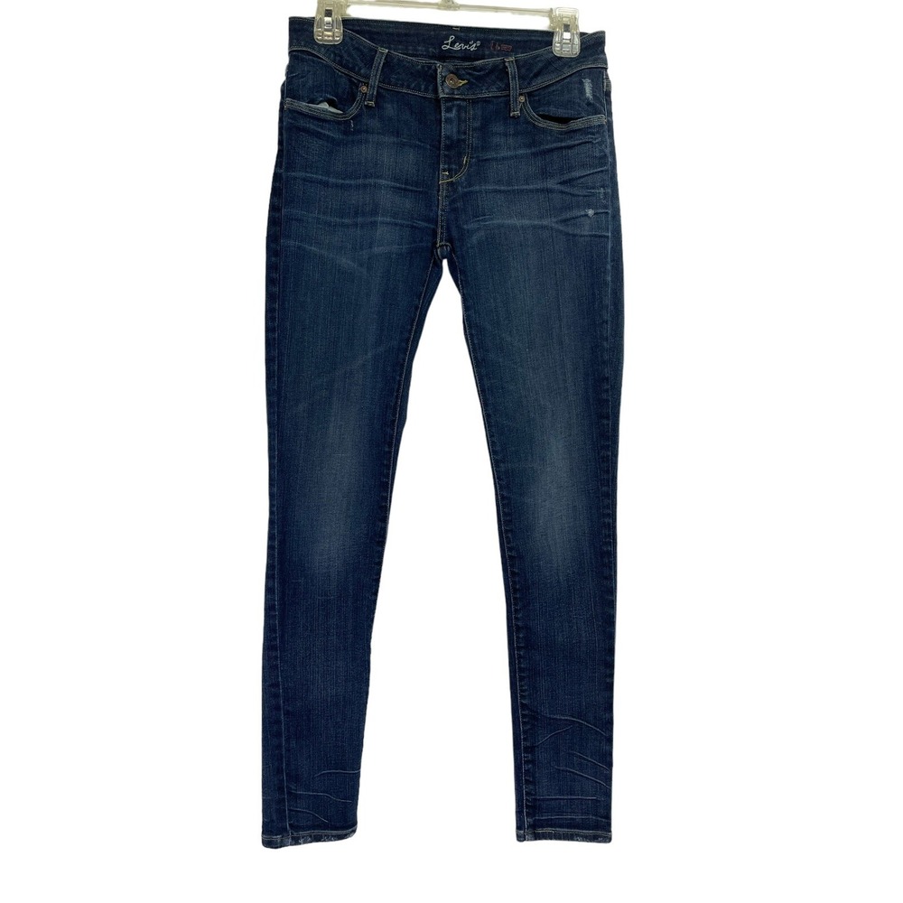 Levi's Womens Sz 26 26x30 Skinny Distressed Denim Blue Jeans (K40) EUC